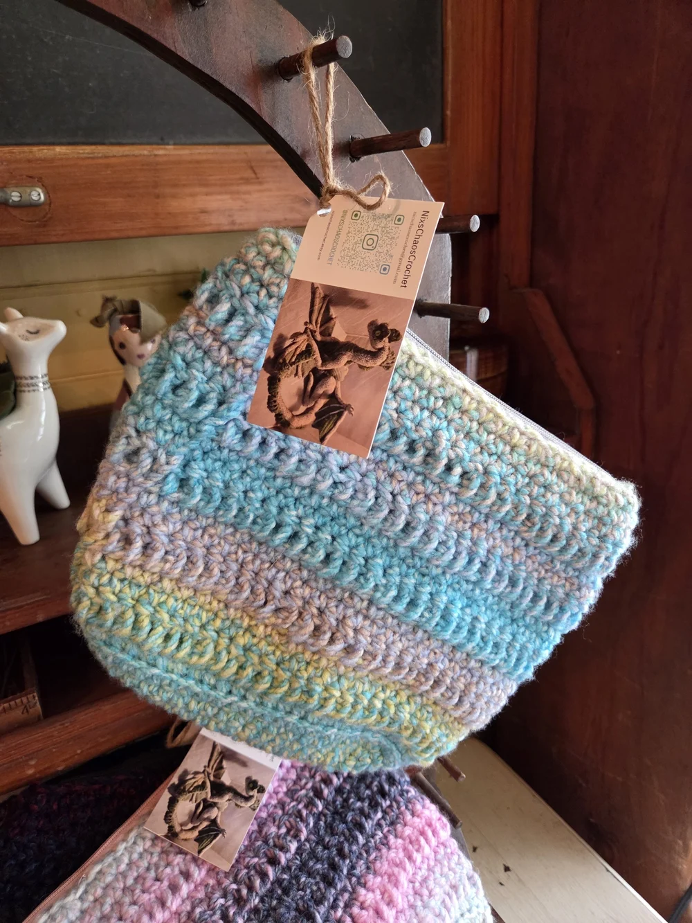 Handmade Crochet Cosmetic Bags in Varied Pastel Blues and Purples